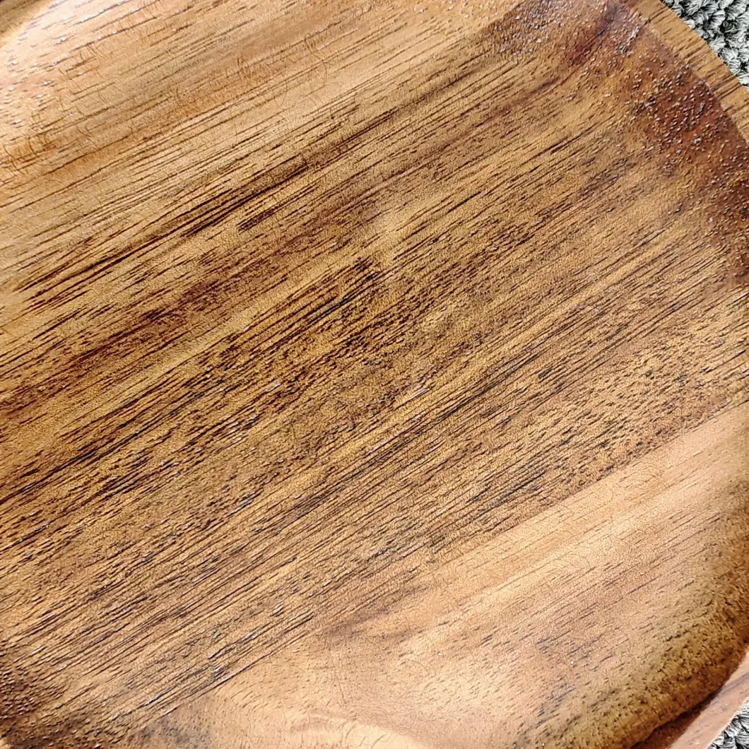 Wholesale Home Kitchen Round Solid Wood Acacia Wooden Coffee Tea Platter Food Serving Trays