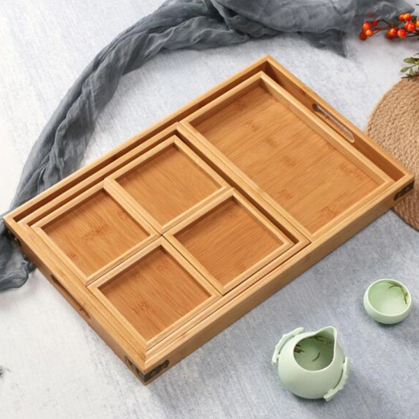 Large Nesting Serving Wooden Trays for Breakfast/Coffee Table/Food/Desk Organizer