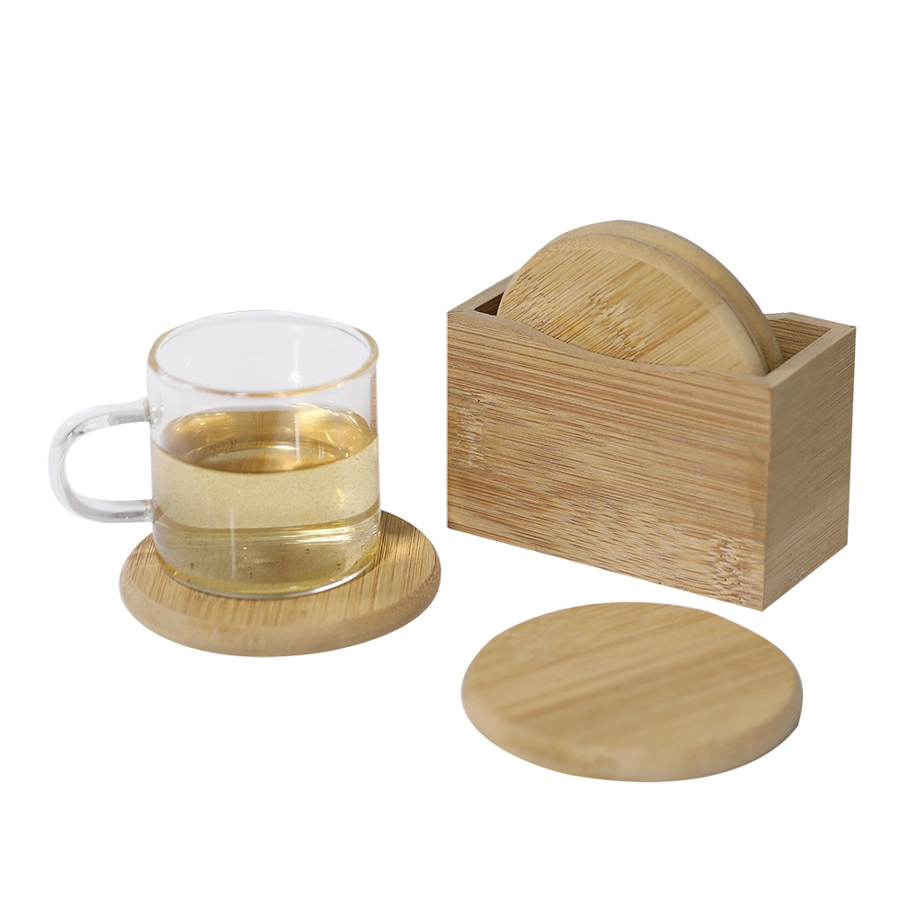 FSC Set of 4 Unfinished Round Bamboo Wooden Coasters